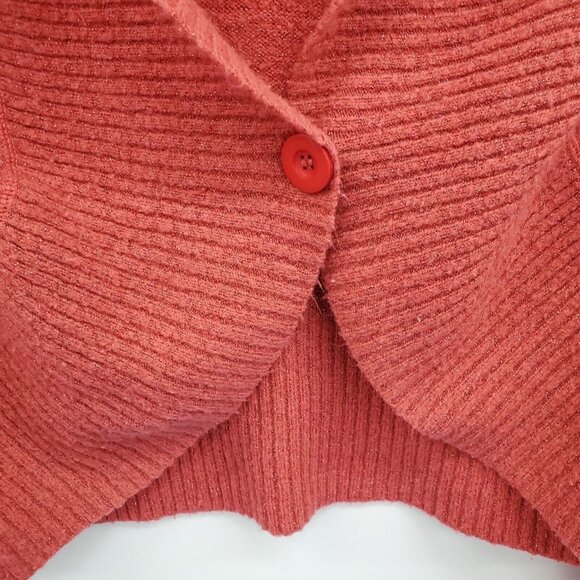 Maurices Button Front Cropped Cardigan Sweater Size XL Pink Long Sleeve Collared - Picture 6 of 14
